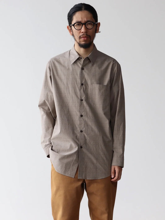 tilt-the-authentics-washed-6-color-check-typewriter-regular-shirt-l-taupe-check-1