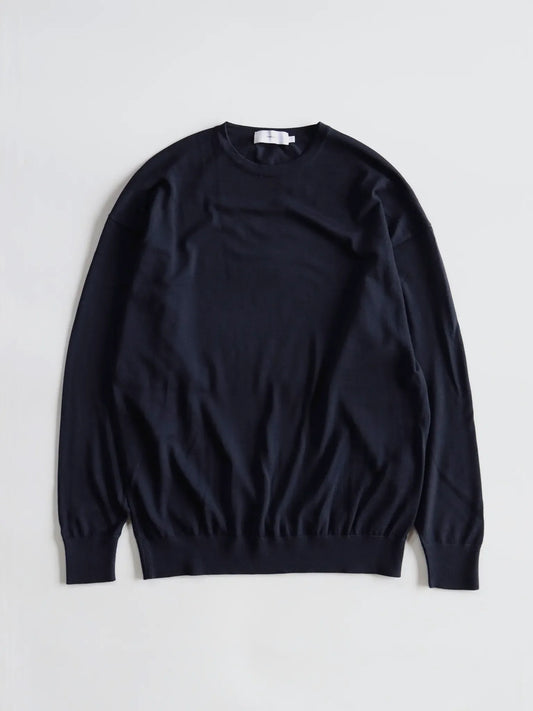 graphpaper-high-gauge-crew-neck-knit-navy-1