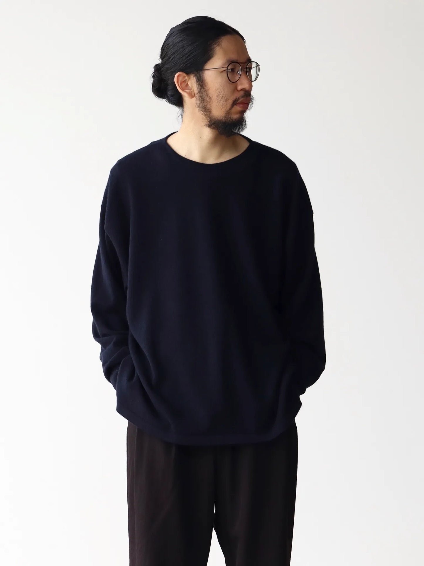 comoli-カシミヤ-コモリニット-navy-1