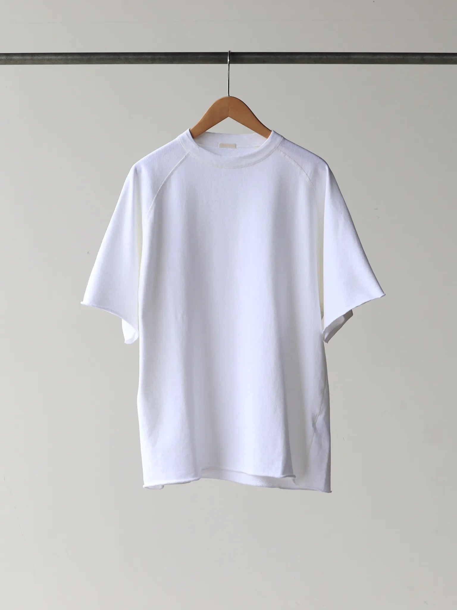 comoli-lwコットン裏毛-半袖クルー-white-1