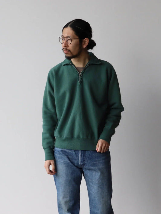 a-presse-vintage-half-zip-sweat-shirt-green-1