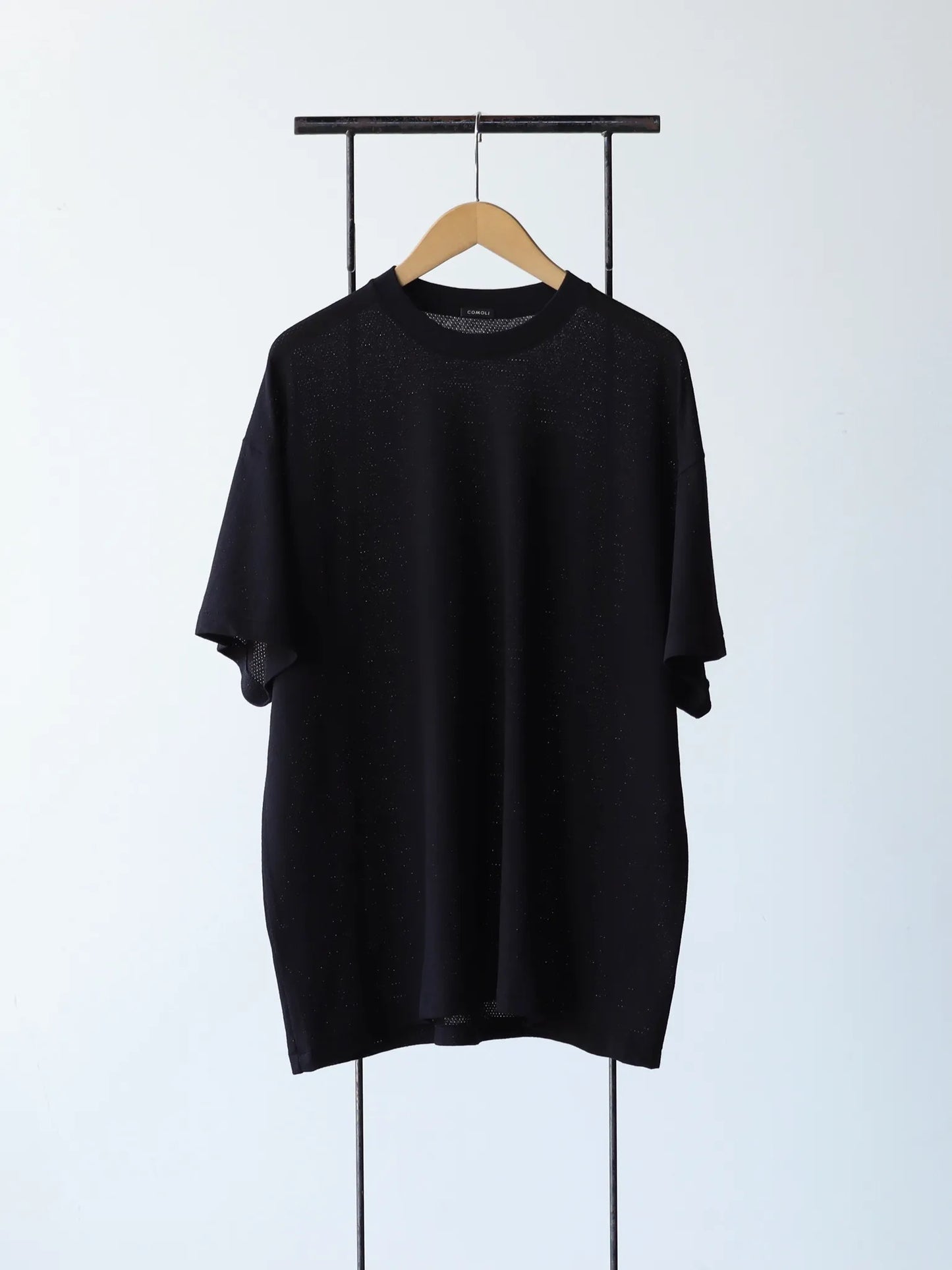 COMOLI | コットンメッシュ 半袖Tシャツ BLACK