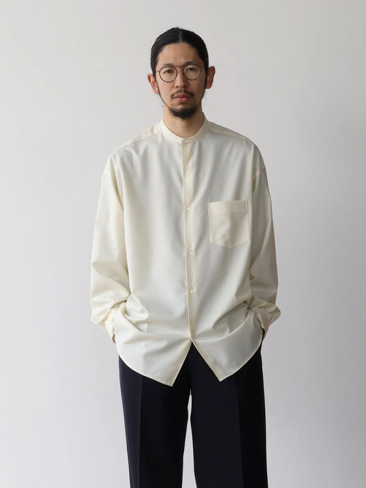 graphpaper-fine-wool-tropical-oversized-band-collar-shirt-kinariのコピー-1