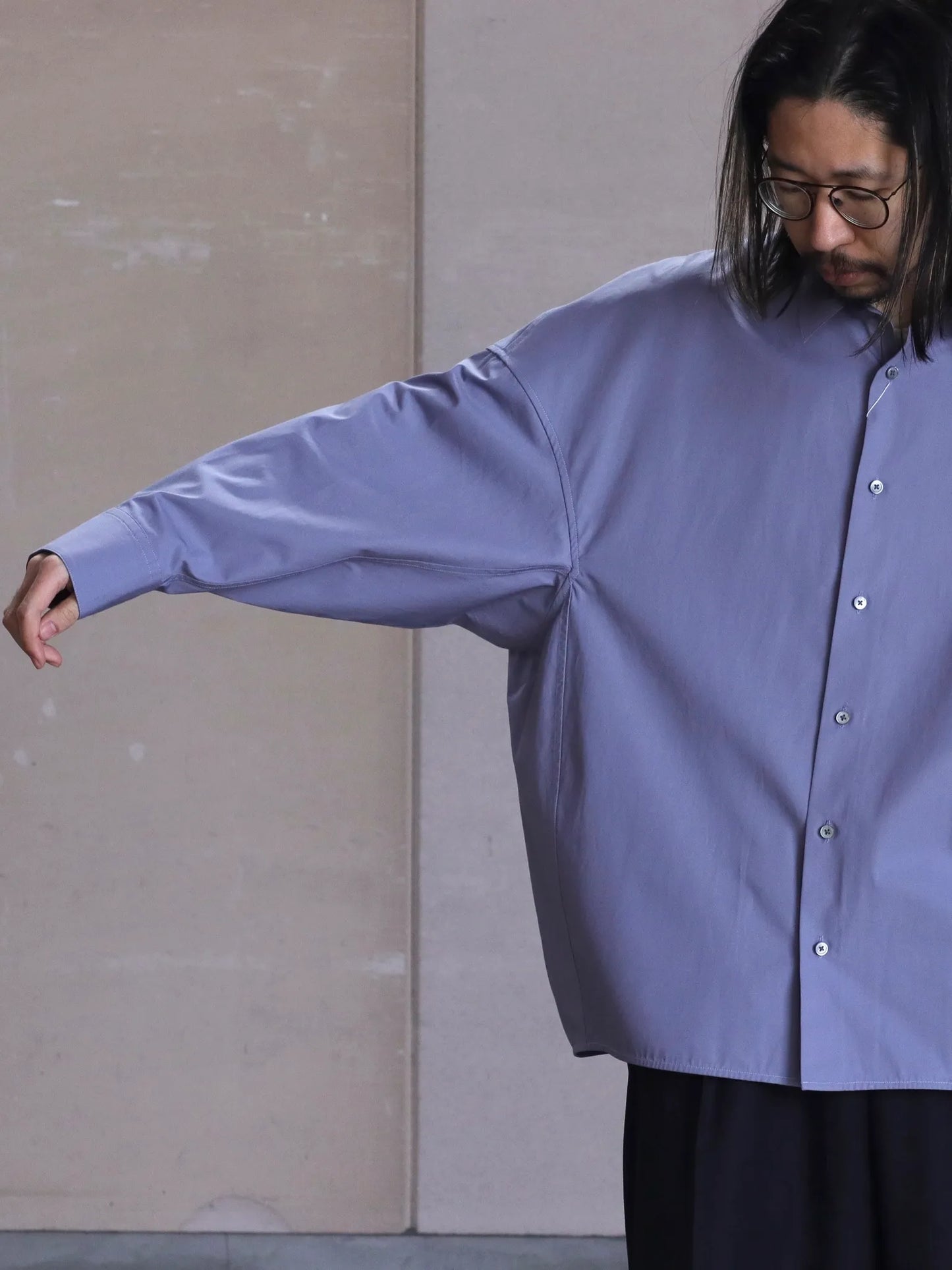 nonnotte | Draping Shirt Type A Blue Granite