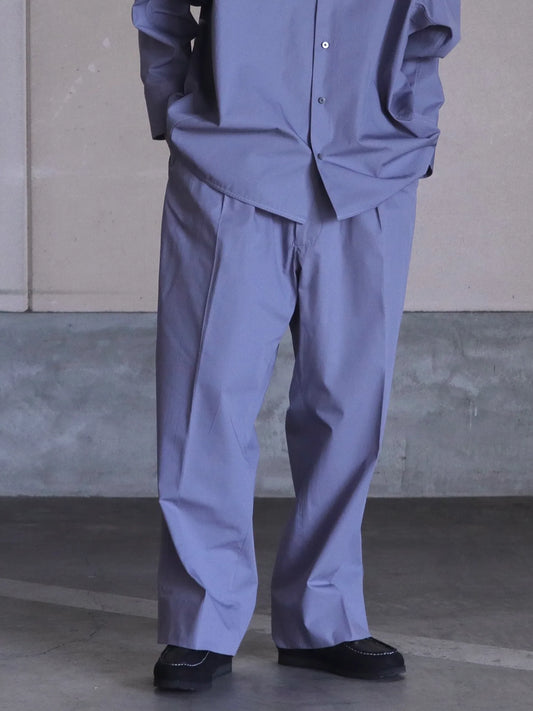 nonnotte | Draping Elastic In Tuck Wide Trousers Blue Granite