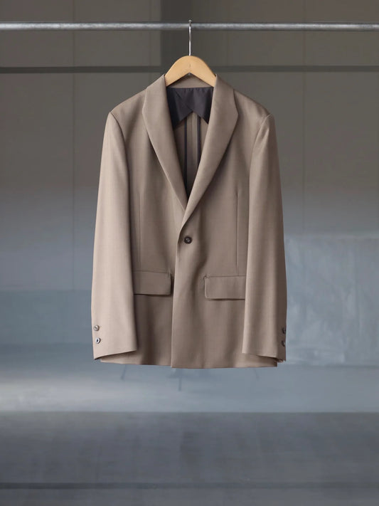 MODIFIED SHAWL COLLAR JACKET MOCHA BEIGE