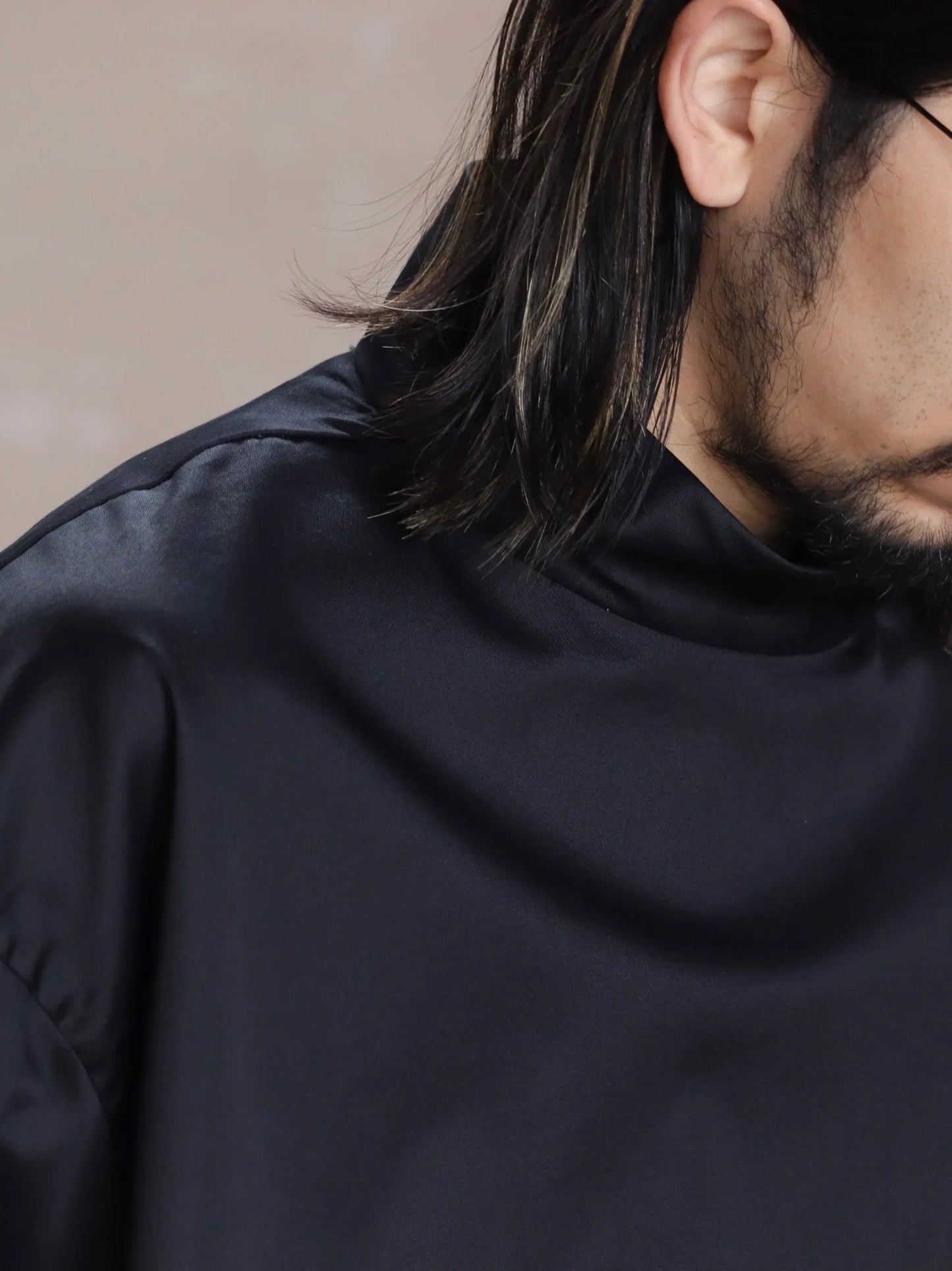 nonnotte | Semi Mock Neck Smock Shirt Caviar