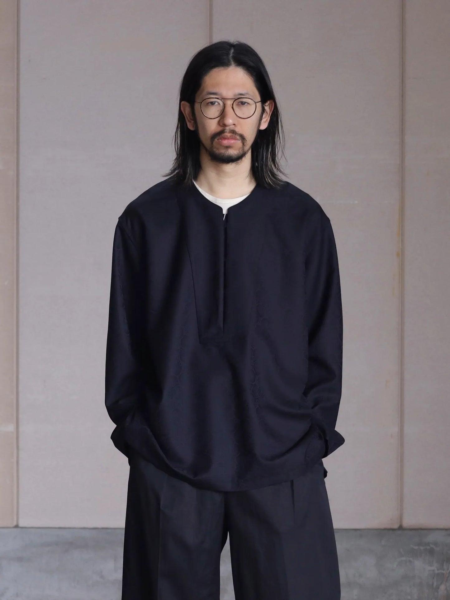 nonnotte | C/N Kaftan Shirt DeepNavy×BlackTop