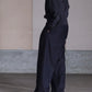 nonnotte | Draping Elastic In Tuck Wide Trousers DeepNavy×BlackTop