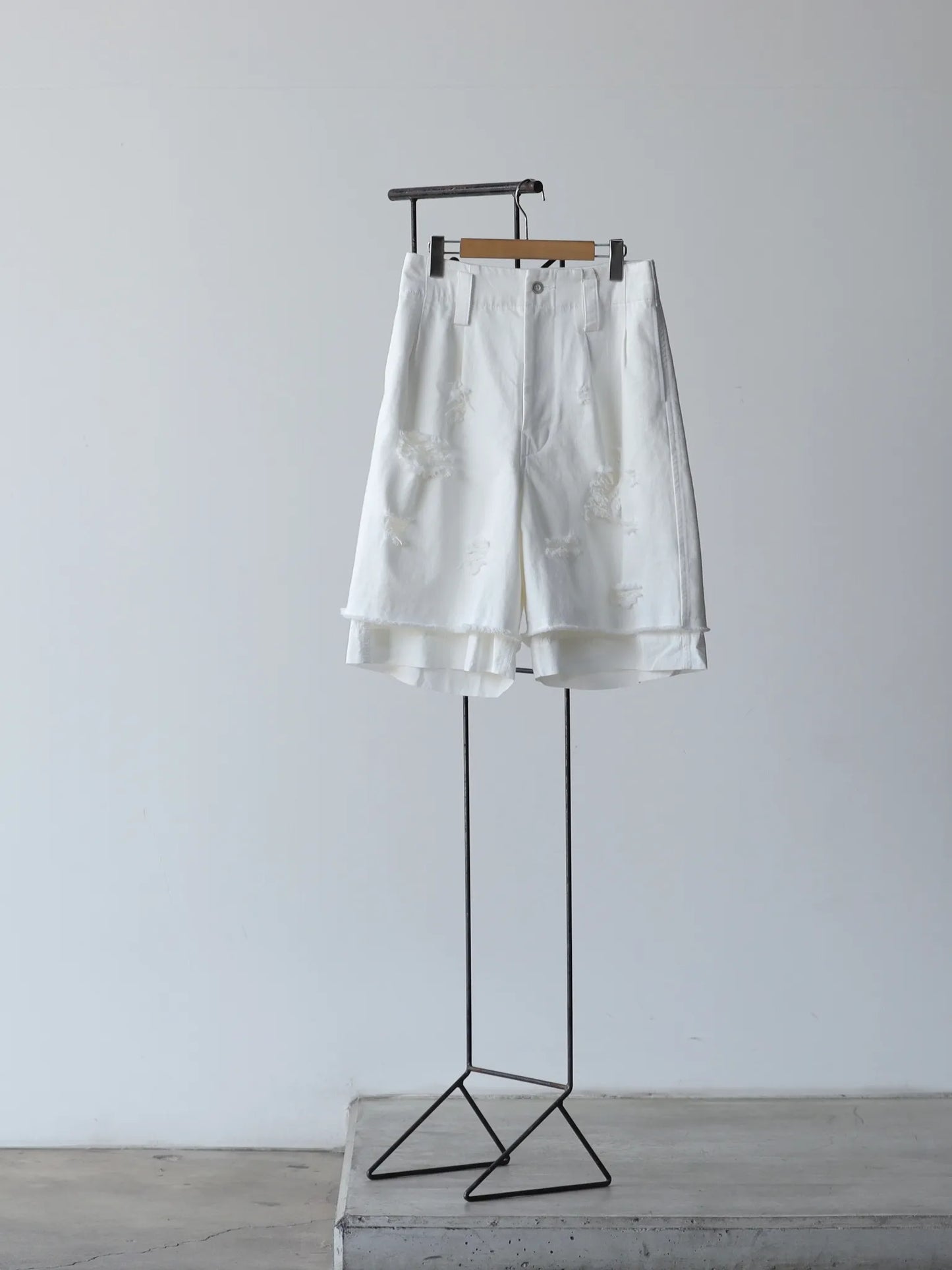 Nomàt | Layered Short Pants (Crushed Denim) White