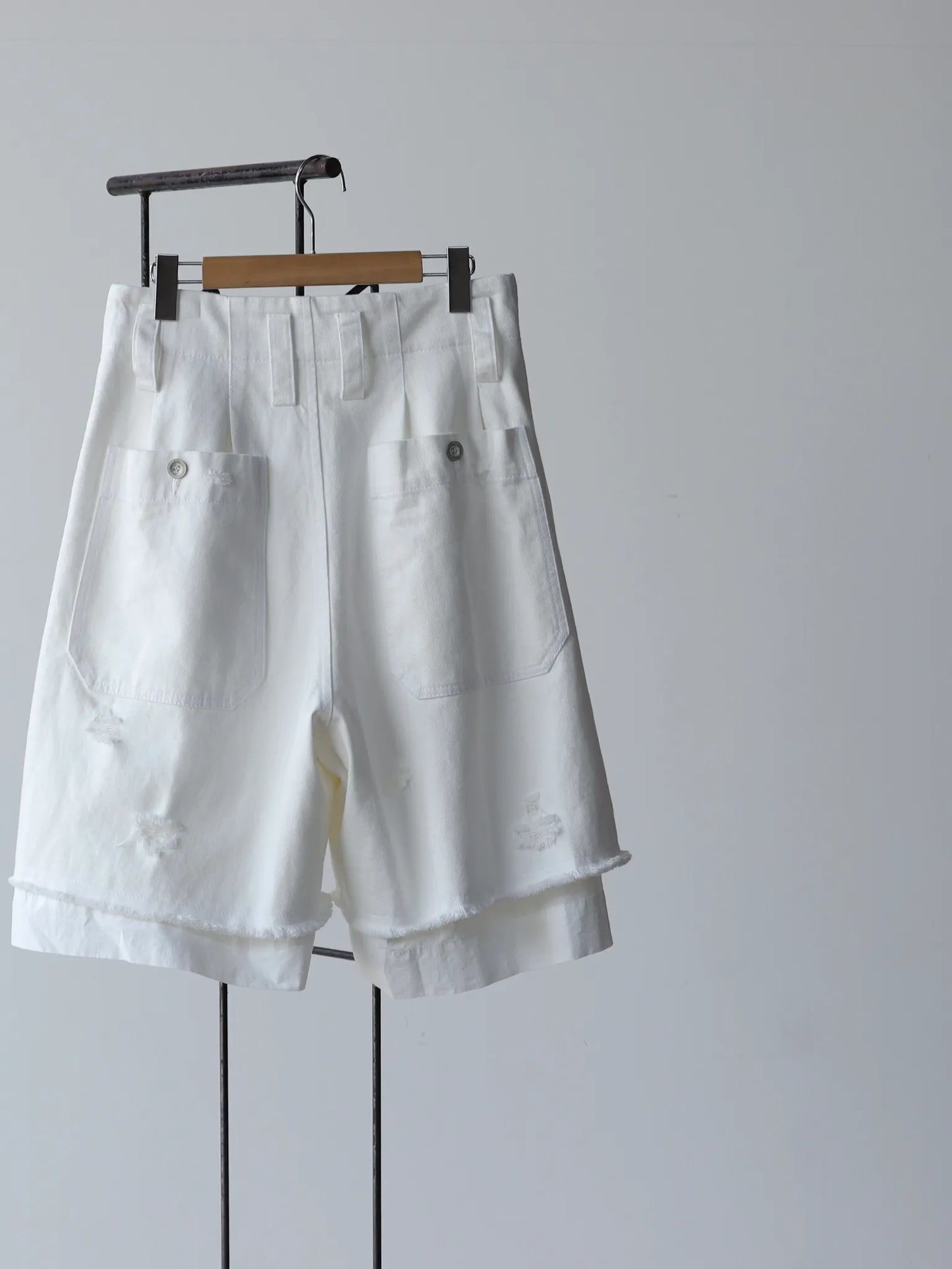Nomàt | Layered Short Pants (Crushed Denim) White