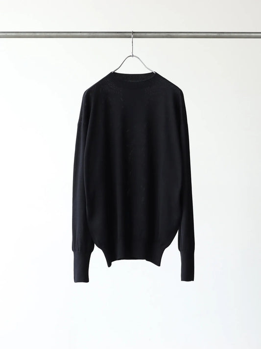 Olde H & Daughter | SILK PLAIN STITCH CREW L/S BLACK
