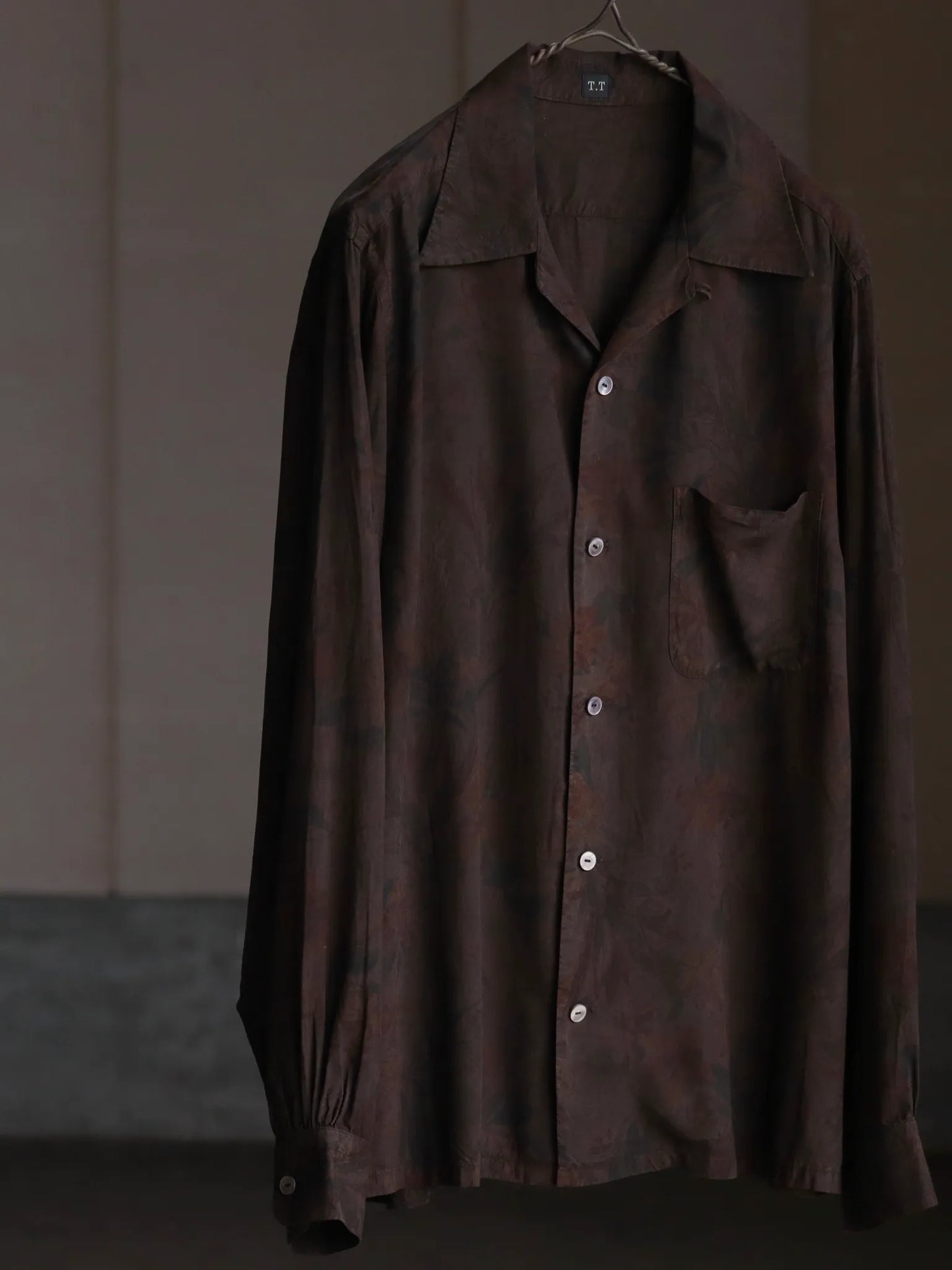 T.T | LOT.101 OPEN COLLAR SHIRT Mud Dyed Brown