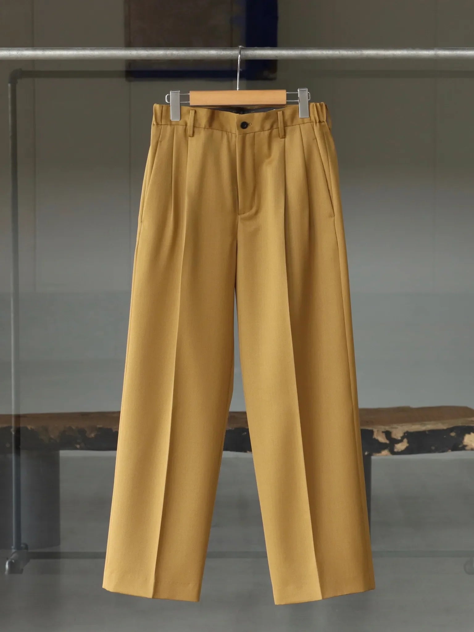 irenisa-two-tucks-wide-pants-mustard-1