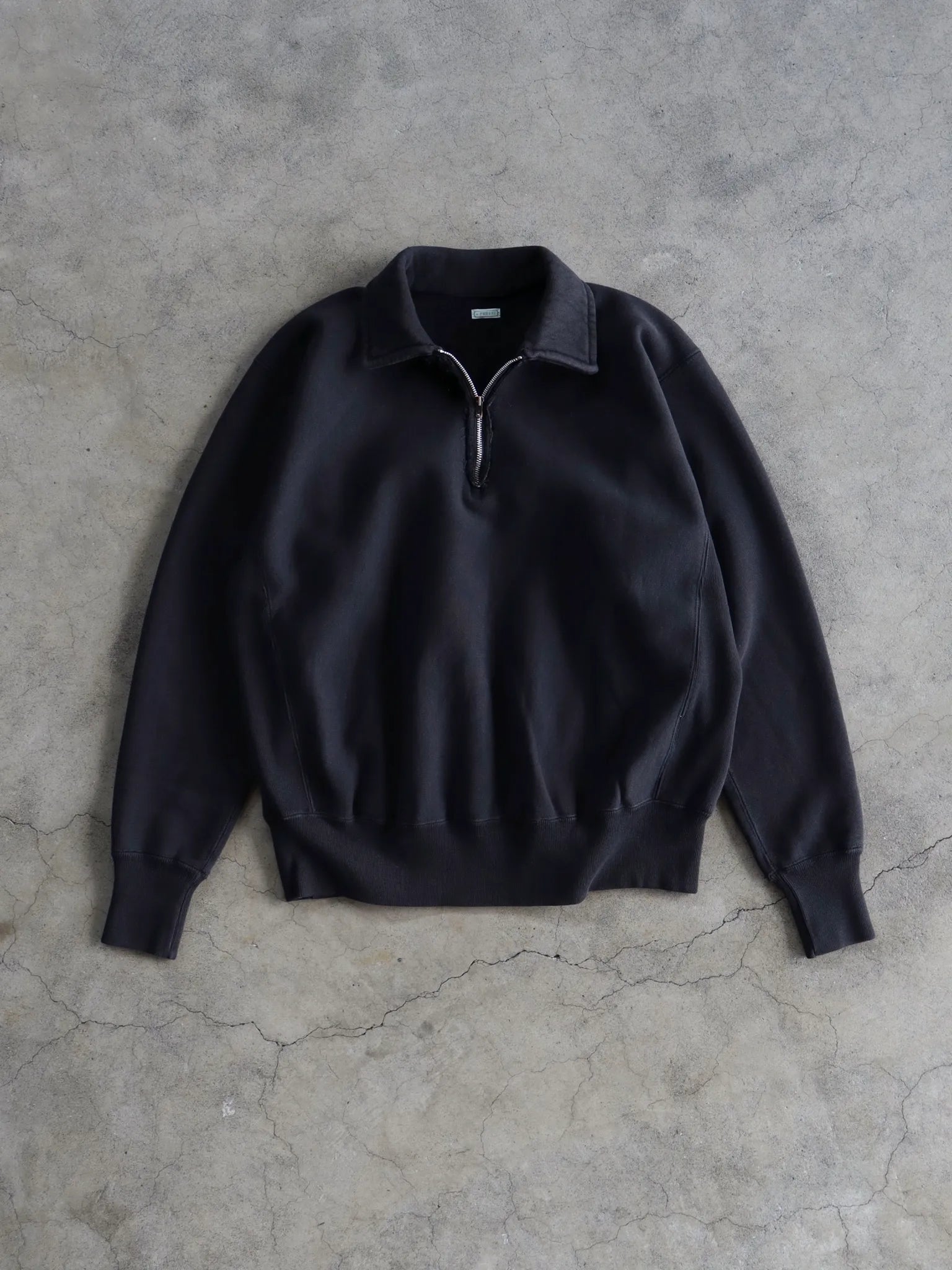 A.PRESSE Vintage Half Zip Sweatshirt BLACK | CASANOVA&CO online ...