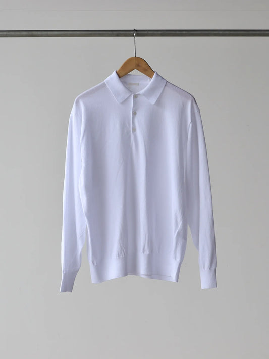 COMOLI | コットン ニットポロ WHITE